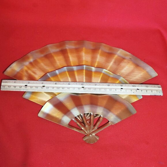 Vintage Solid Copper Fans Wall Decor Set of 3 - Picture 11 of 11